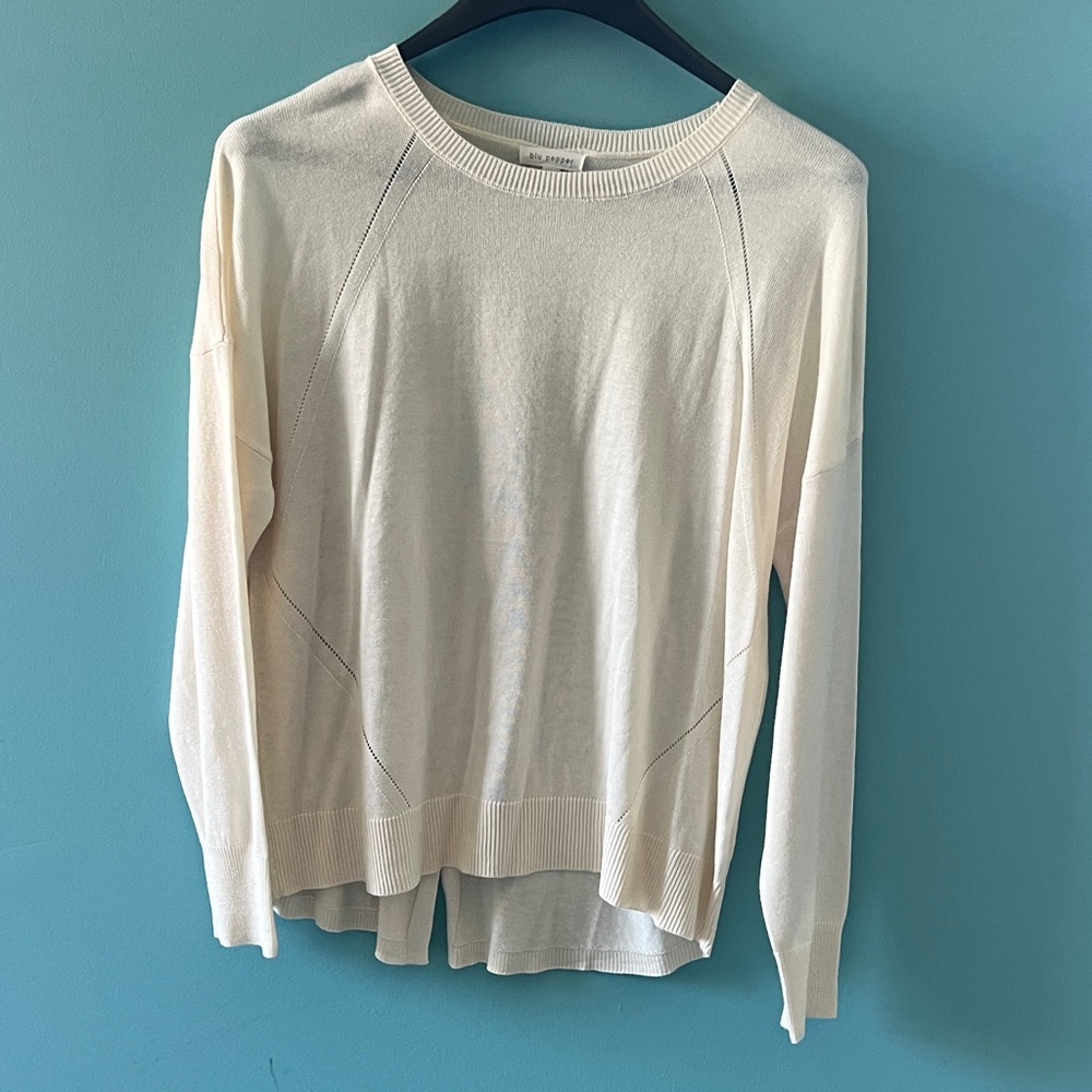 Blu Pepper Cream Lightweight Long Sleeve Sweater